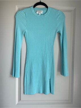 Line and Dot Ribbed Mini Dress